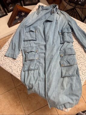 Balmain Light Blue Denim Label Detail Jacket